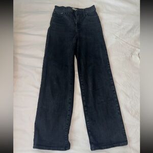 Madewell The Perfect Vintage Wide Leg Black Denim Jeans | size 25 | Black denim